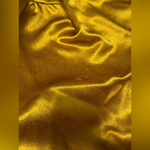 Lauren of Palm Springs Custom Gold Crinkled Satin Caftan Dress Kaftan S/M - Picture 11 of 13